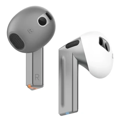 Afbeelding van elago 2 Paar Galaxy Buds 3 Oordopjeshoesjes Ontworpen voor 3, [Passend in de Case] Antislip Siliconenhoesje, Krasbestendig, Installatiehandleiding (1 van Elk) (Donkergrijs/Wit)