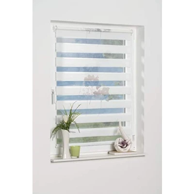 Afbeelding van K home Klemmfix dubbel rolgordijn Denia zonder boren Petrol grijs 120 x 150 cm (B L) Design: bloem