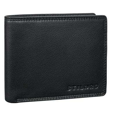Afbeelding van STILORD &#039;Lunis&#039; RFID Portemonne Herren Slank Vintage Wallet Leer Kaarthouder Elegant Geldtasje met EC Kaartvakken Echt Leer, Kleur:zwart
