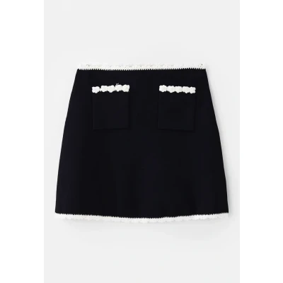 Afbeelding van Sandro dames Fijngebreide minirok met crochet details in de kleur Zwart, maat: 38