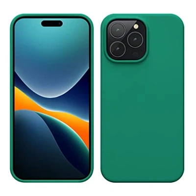 Afbeelding van kwmobile telefoonhoesje geschikt voor Apple iPhone 14 Pro Max Hoesje met siliconen coating Smartphone case in smaragdgroen