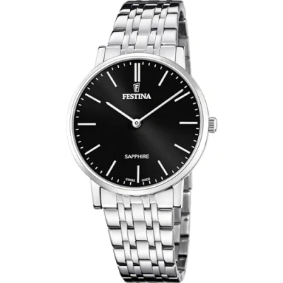 Afbeelding van Festina Herenhorloge F20045/4 Classics behuizing van roestvrij staal 316L, zilverkleurig, armband 316L staal, Zwart