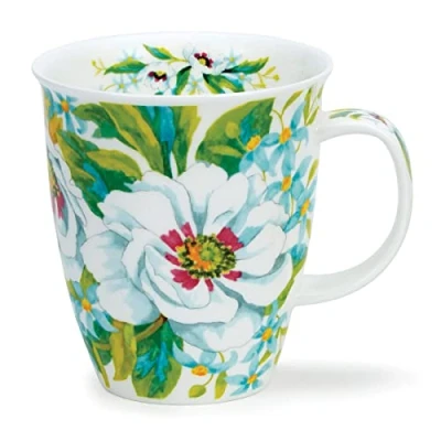 Afbeelding van Dunoon Nevis 0.48L Fine Bone China Mok Witte Anemonen (Blauw)
