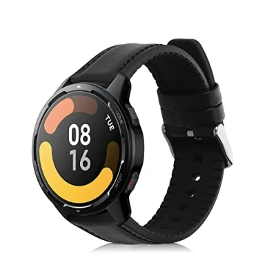 Afbeelding van kwmobile horlogeband geschikt voor Xiaomi Watch S1 Active Armband fitnesstracker van leer in zwart