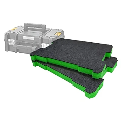 Afbeelding van Shadow Foam TSTAK/ProStack Inserts [30mm Green Twin Pack] Easy Peel voor DeWalt TSTAK &amp; Stanley ProStack Boxes