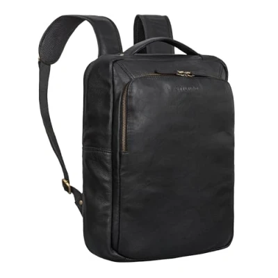 Afbeelding van STILORD &#039;Martin&#039; Unieke Laptop Rugzak Leer 13 14 inch Groot Leren Dames Business Backpack Heren Vintage Reisrugzak Echt Leer, Kleur:zwart