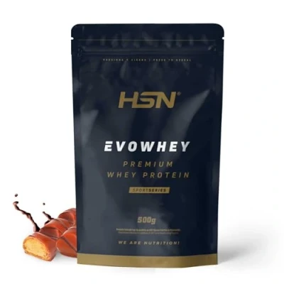 Afbeelding van HSN Evowhey Protein 2.0 Weiproteïneconcentraat, chocolade en hazelnootsmaak 500 g = 17 blikjes per verpakking, niet GMO, vegetarisch, gluten sojavrij
