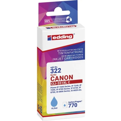 Afbeelding van Edding Inktcartridge vervangt Canon CLI 551XL Compatibel Cyaan EDD 322 18 01