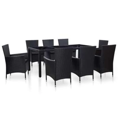 Afbeelding van 9 delige Tuinset poly rattan zwart