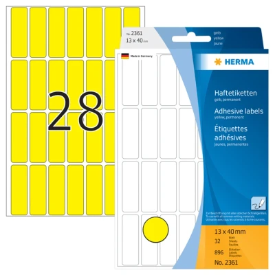 Afbeelding van Etiket HERMA 2361 13x40mm geel 896stuks