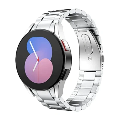 Afbeelding van MoKo Metal Strap Compatible with Samsung Galaxy Watch 7 FE 6 5 4 40mm 44mm/Watch Classic 43mm 47mm/5 Pro 45mm/4 42mm 46mm, No Gap Stainless Steel Replacement Band, Silver