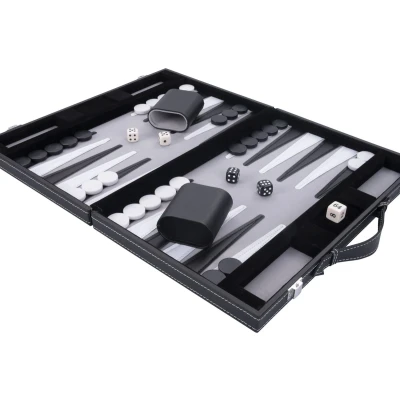 Afbeelding van Back gammon 11 inch (grijs/ zwart/ wit gestikt)