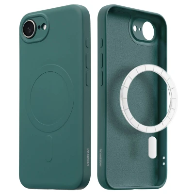 Afbeelding van iPhone SE 4 MagSafe Hoesje Siliconen en TPU (zacht) imoshion Softcase/Backcover Donkergroen Telefoonhoesje