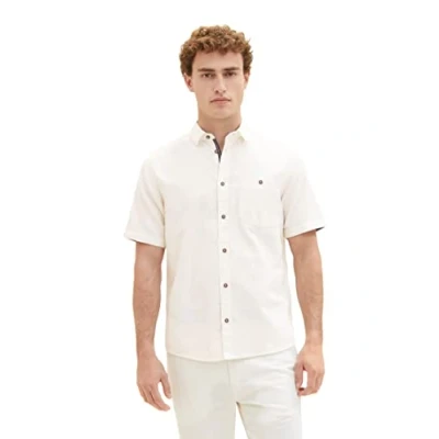Afbeelding van TOM TAILOR Heren 1036213 hemd, 10338 Soft Light Beige, S, Zacht Licht S