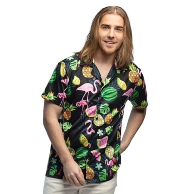 Afbeelding van Boland Shirt Swinging Flamingo (XXL) Volwassenen Hawaii Tropisch Foute party