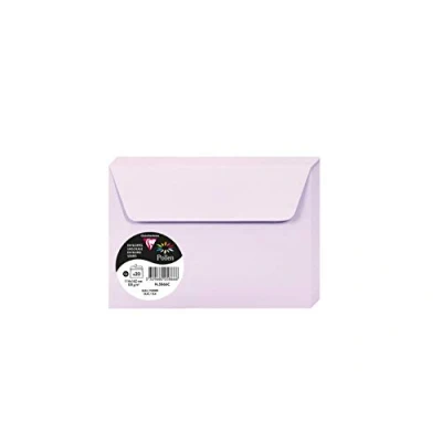Afbeelding van Clairefontaine 5866C verpakking met 20 zelfklevende enveloppen formaat C6 11,4 x 16,2 cm 120 g kleur paars uitnodigingen evenementen en correspondentie collectie pollen glad premium
