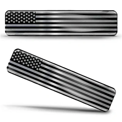 Afbeelding van Biomar Labs® 2 x Stickers 3D Gel Silicone Zilver Verenigde Staten Amerika USA Vlag Autosticker F 128
