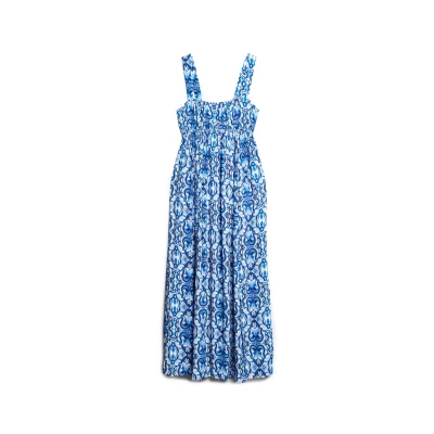 Afbeelding van Superdry TIE BACK Maxijurk, Dames, Maat: 44, Tile print blue