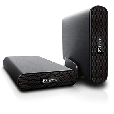 Afbeelding van FANTEC DB AluAir U2e externe harde schijf behuizing (voor de installatie van een 8,89 cm (3,5 inch) SATA schijf, USB 2.0 en eSATA aansluiting, incl. One Touch Backup functie, aluminium
