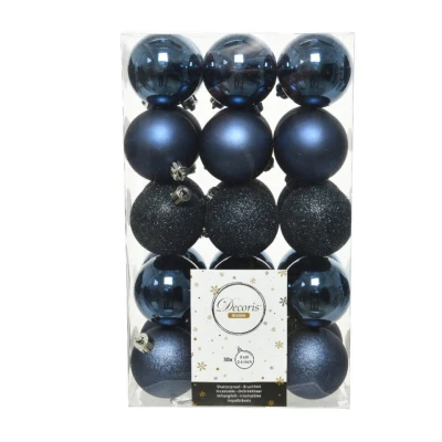 Afbeelding van Decoris Kerstballen 6 cm donkerblauw 30 stuks