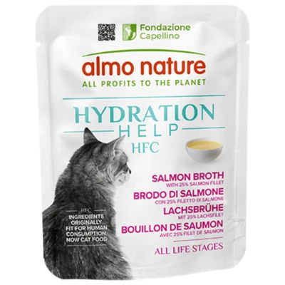 Afbeelding van 6x50g Almo Nature HFC Hydration Help zalmbouillon met zalmfilet nat kattenvoer