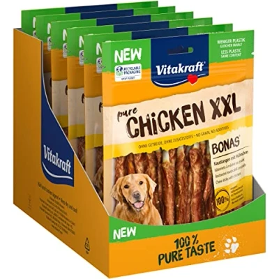 Afbeelding van Vitakraft Chicken Bonas XXL, hondenlekker, kauwstokken met kip, mager kippenvlees, in hersluitbare XXL zak, zonder toegevoegde suiker en granen (8 x 200 g)