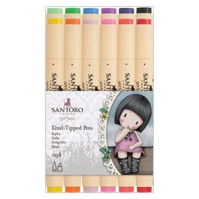 Afbeelding van Dual Tip Illustration Markers Brush/Chisel (12pk) Santoro