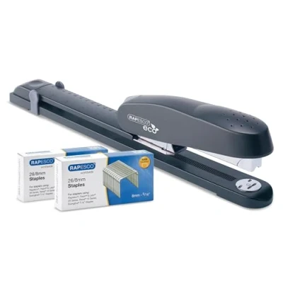 Afbeelding van Rapesco 1281 ECO 790 Heavy Duty Langarm Nietmachine met 10.000 x 26/8 mm Nietjes, 50 Vel Nietcapaciteit, Antraciet