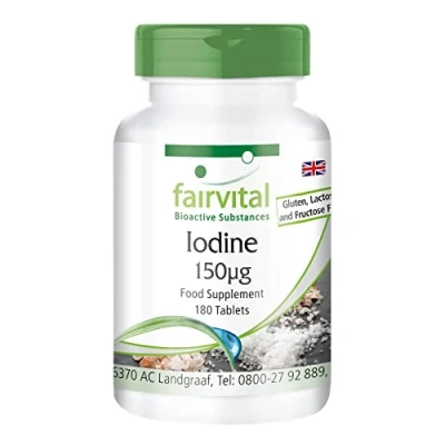 Afbeelding van Fairvital Jodium tabletten 150mcg (van kaliumjodide) VEGAN 180 jood