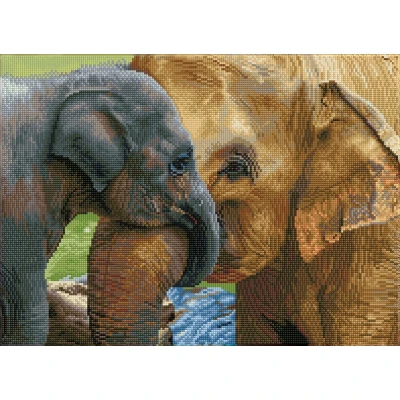 Afbeelding van Diamond DOTZ DQ10.011 Originele 5D Painting Squares set Baby Olifant, creatieve met 27.690 vierkante diamant mozaïekstenen, schilderset ca. 38 x 52 cm voor volwassenen en kinderen vanaf