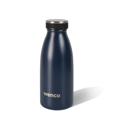 Afbeelding van wenco Roestvrijstalen drinkfles, marineblauw, 350 ml, perfect voor kinderen, BPA vrij, lekvrij, geschikt koolzuurhoudende dranken, kleine thermosfles bubbels, sport, school, fitness