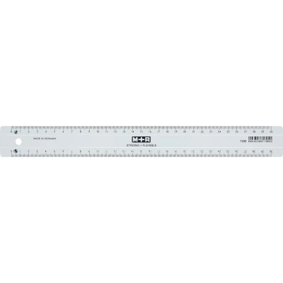 Afbeelding van M+R Strong &amp; Flexibel lat, met schaalverdeling voor recht en linkshandigen, 30 cm, transparant lat