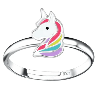 Afbeelding van JoyS Zilveren eenhoorn ring verstelbaar unicorn paard voor kinderen