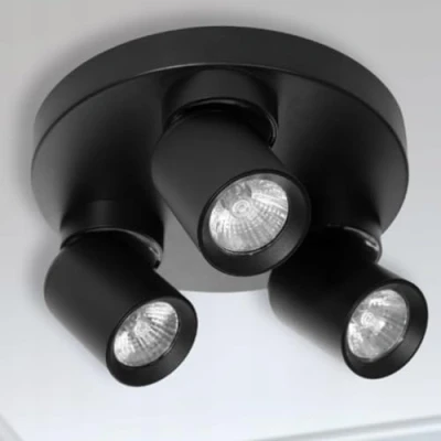 Afbeelding van Miratic Wand /Plafondarmatuur Geschikt voor GU10 (niet meegeleverd) Max. 12W IP20 Lampen Woonkamer Ceiling Lamp (Zwart, ronde basis 3 koppen)