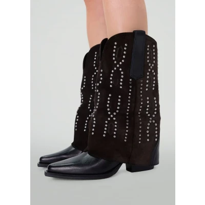 Afbeelding van Sacha leren cowboylaarzen met flap zwart