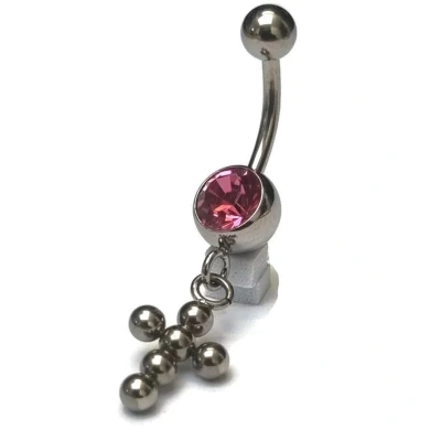 Afbeelding van Chirurgisch Stalen Navelpiercing Met Hanger Kruisje