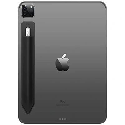 Afbeelding van elago Houder Compatibel met Apple Pencil C Type, 2 &amp; 1 Generatie, Sterk Zelfklevende Sleeve, Bevestig aan Tablet Case, PU Leer en Zacht Lycra Materiaal, Elastische (Zwart)