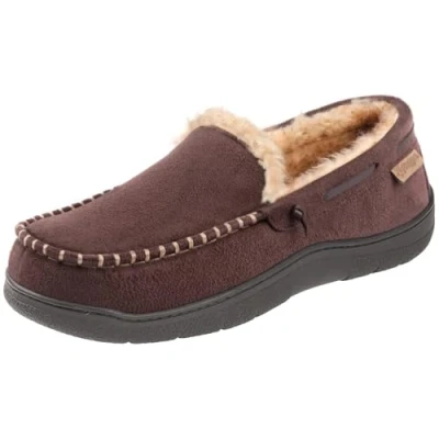 Afbeelding van Zigzagger Microsuède mocassin pantoffels voor heren, traagschuim, huisschoenen, Koffie, 41 EU