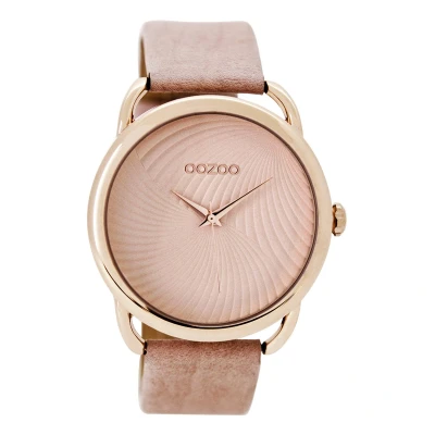 Afbeelding van OOZOO Timepieces Rosé goudkleurige horloge met oud roze leren band C9161