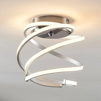 Afbeelding van Lindby LED plafondlamp met dimmer 3 lichts metaal, kunststof H: 25.5 cm aluminium, wit Inclusief lichtbronnen