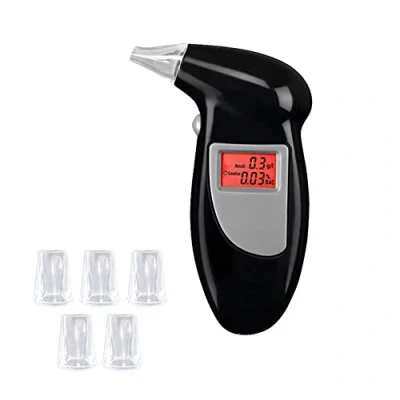 Afbeelding van CAM2 Alcoholtester, promilletester, politie nauwkeurig, alcoholmeter met 5 mondstukken, alcoholtester led display, digitaal, snel