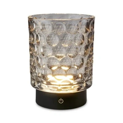 Afbeelding van BRILONER LED tafellamp snoerloos IP44 met glazen behuizing, touchdimbaar in stappen, oplaadbare batterij &amp; lichtbron verwisselbaar, bedlamp, kinderkamer, 15x11 cm, grijs