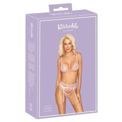 Afbeelding van Kanten Jarretel Set Inclusief String Lichtroze Kissable