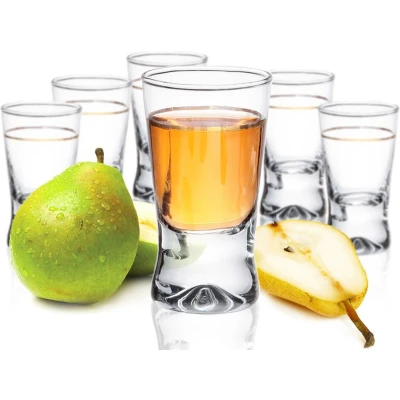 Afbeelding van Glasmark Shotglaasjes 6x gold collection 25 ml glas borrelglazen Shotglazen