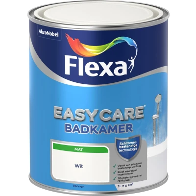 Afbeelding van flexa easycare muurverf badkamer wit 1 ltr