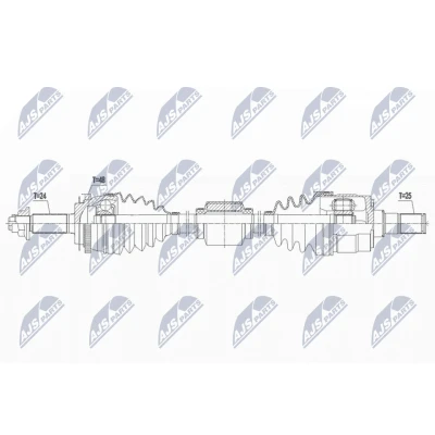 Afbeelding van NTY NPW KA 376 Aandrijfas Vooras rechts 881mm Handgeschakeld