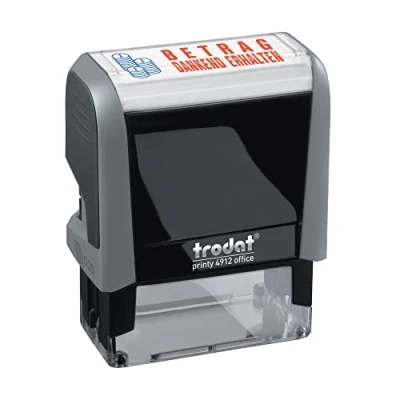 Afbeelding van Trodat Office Printy 4912 zelfkleurende tekststempel, tekst BEDRAG BEDANKEND ONDERHOUDEN, afdrukkleur blauw rood, 47 x 18 mm