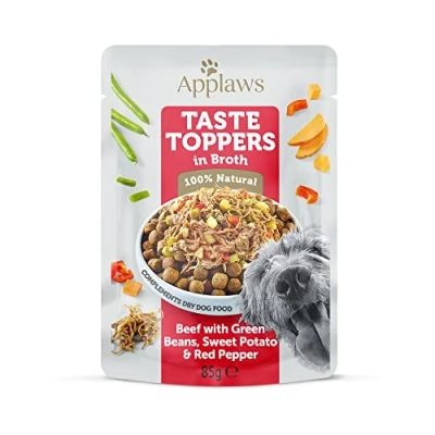 Afbeelding van Applaws Dog Taste Toppers Rund met sperziebonen in bouillon 85 gr. per 12 stuks