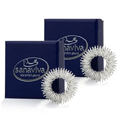Afbeelding van sanaviva® Acupressuurring ter bevordering van de bloedstroom met handleiding (mogelijk niet beschikbaar in het Nederlands), praktische vingermassagering, Ying Yang Energy Ring, acupressuur ring..