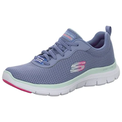 Afbeelding van Skechers Dames Flex Appeal 4.0 Brilliant View Sneaker, Leisteen Mesh/Trim, 4 UK, Mesh Trim, 37 EU